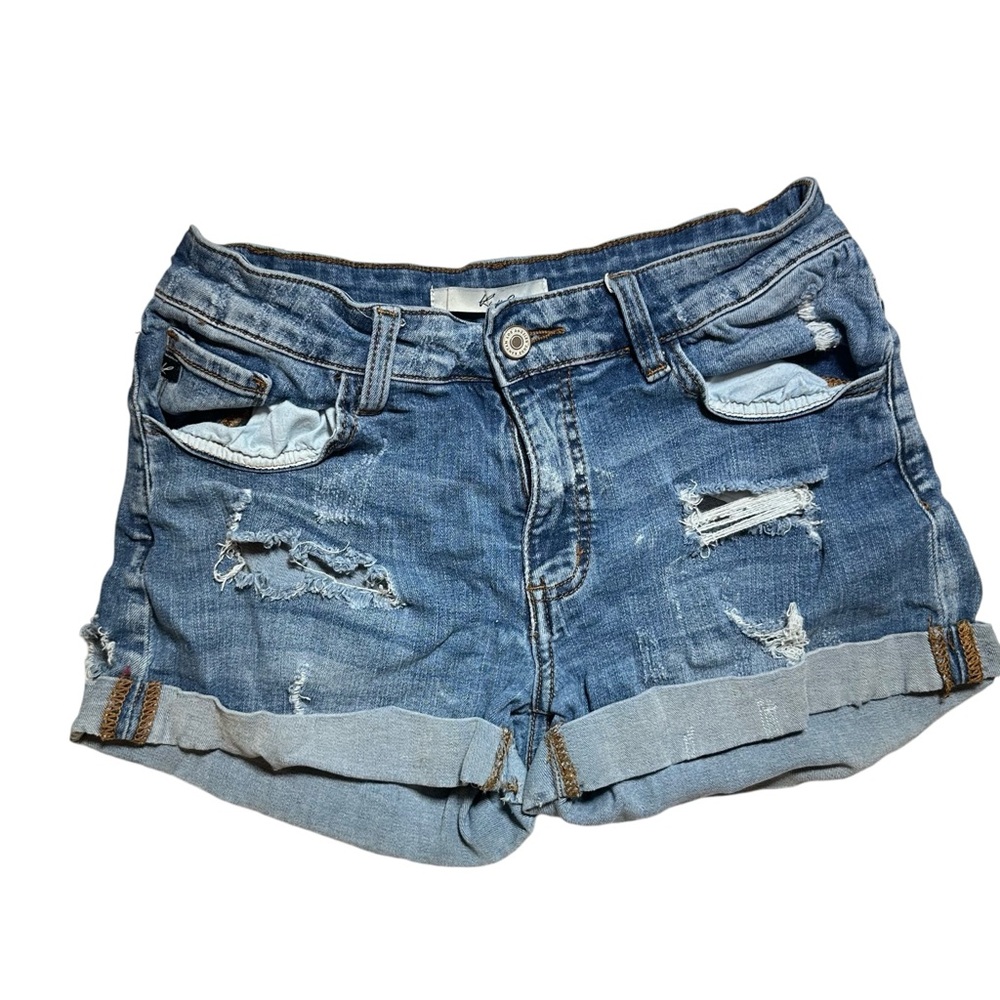 Kancan Blue Distressed Cuffed Stretchy Shorts Size 7 / 27
